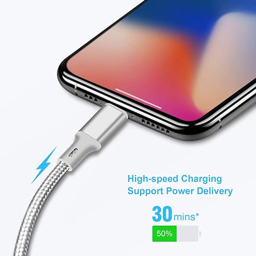 cugunu USB C to Lightning Cable 5 Pack 3/3/6/6/10FT iPhone Charger Apple MFi Certified Power Delivery Fast Charging Cord Compatible with iPhone 14/13/12/11/XS/XR/X/8 - Silver