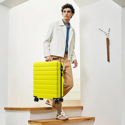 AnyZip Suitcase Hardside PC ABS Lightweight USB Luggage with Wheels TSA Lock Checked-Large 28 Inch Yellow