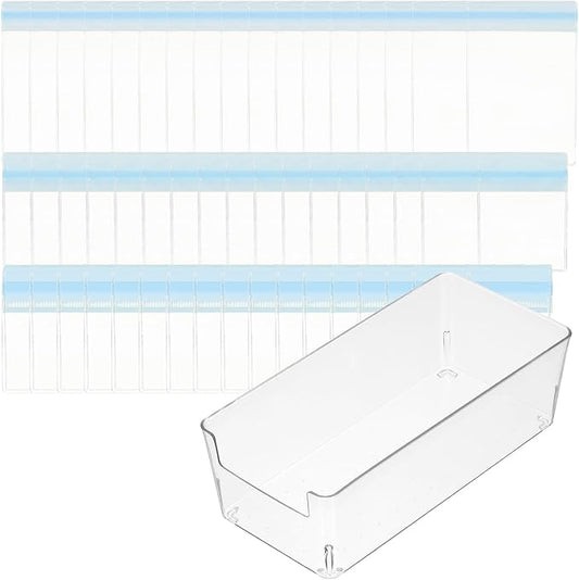 PATIKIL Clear Jewelry Box, Organizer Holder Box with 60 Pcs Portable Anti Tarnish Jewelry Bags, Travel Case for Women Earrings Rings Necklaces Bracelets, Blue 3 Size