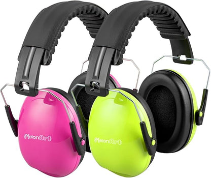 MelonArt Kids Ear Protection Earmuffs Safety Hearing Protection Headphones Noise Reduction for Autism Sensory Kids Chirldren (Green & Pink)