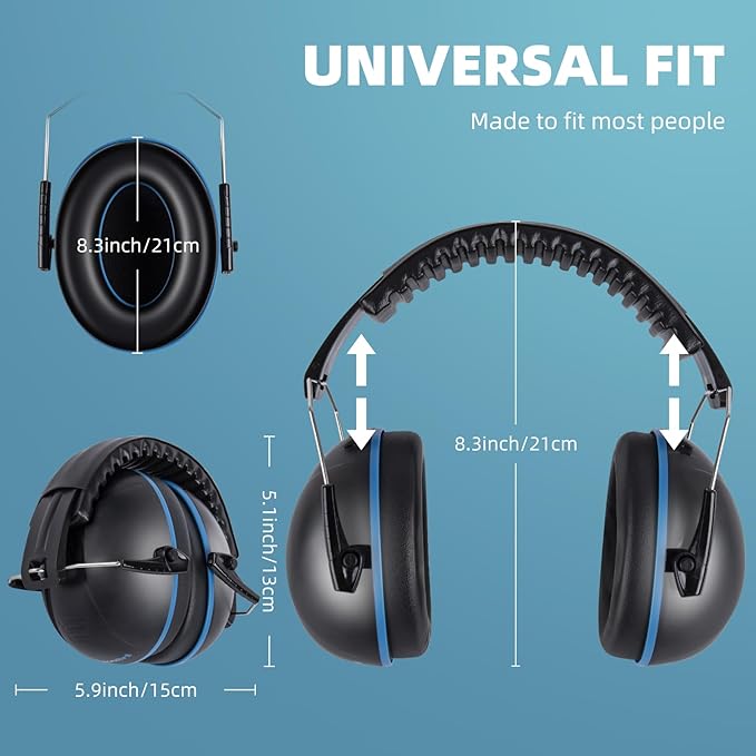 Noise Cancelling Ear muffs for Shooting Ear Protection, SNR 35dB Noise Reduction Headphones for Adult Kids Autism, Adjustable Sound proof Hearing Protection for Shooting Mowing Construction(Blue)