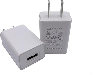 Wall Charger Cube 5V1A USB Power Supply Charging Block Universal Wall Plug Brick Portable Travel Fast Charger Power Adapter for iPhone, Samsung Galaxy, LG (2PCS-White)