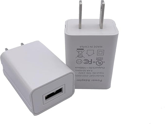 Wall Charger Cube 5V1A USB Power Supply Charging Block Universal Wall Plug Brick Portable Travel Fast Charger Power Adapter for iPhone, Samsung Galaxy, LG (2PCS-White)