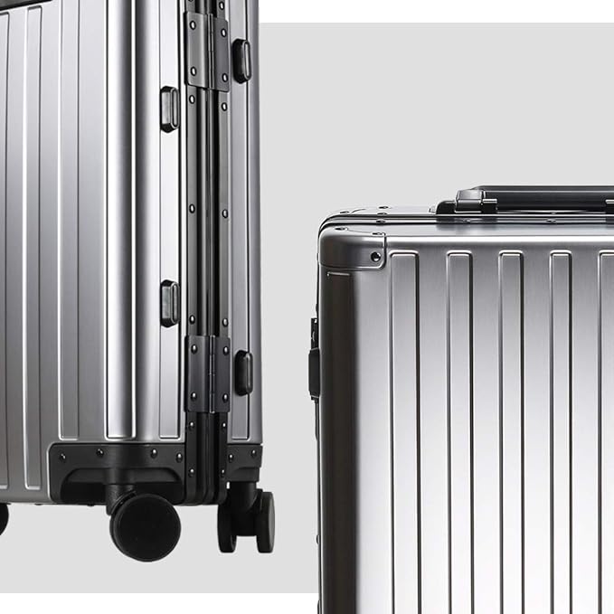 Carry-On Hardside Suitcase: Full Aluminum HardShell Luggage with TSA Lock & Spinner Wheels for Business Travel - Crush-Resistant & Burst-Proof - Gunmetal Gray