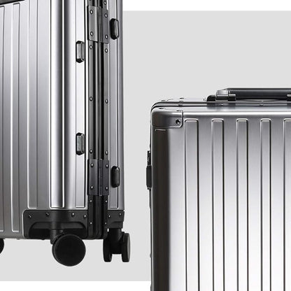 25-inch Aluminum Checked Luggage: Gunmetal Gray - Full Metal Shell - Crush-Resistant & Burst-Proof, TSA Lock & Spinner Wheels for Business Travel - Men Women