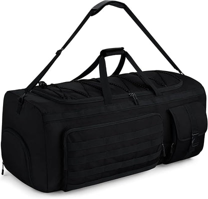 Gonex 130L Extra Large Duffel Bag for Men, Heavy Duty 3 in 1 Convertible Carry Travel Duffle, with Shoe Compartment, Tactical Loops, Sports Gear Bag for Family Trips (Black)