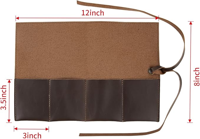 Leather Watch Roll Organizer with 4 Slots,Heavy Duty Waterpoof Watch Storage Box Pouch&Band Storage,Jewelry Roll,Easy Carry On Watchlover Storage,Handmade Ideal for Travel&Home Use,Watch Travel Case