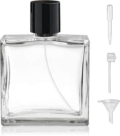 100ml/3.4 Oz Glass Spray Bottle Perfume Atomizer,Empty Refillable Perfume Spray Bottle with 3 Kinds of Dispenser (A4)