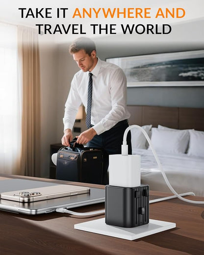 SooPii 2-Pack Universal Travel Adapter Worldwide, Travel Plug Adapter with AC Outlets(Type A C G I), Small International Socket Adapter for UK, US, Europe, Japan, Ireland, Australia 200+ Countries