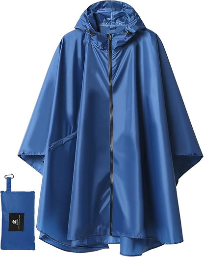 SaphiRose Unisex Rain Poncho Waterproof Raincoat Hooded for Adults Women with Pockets