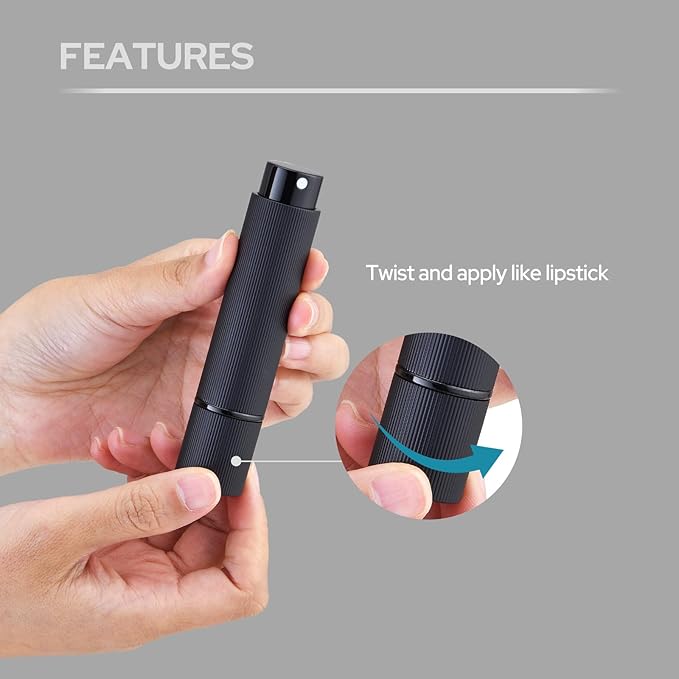 Travel Perfume Bottle Refillable - Cologne Spray Atomizer Mini - Small Travel Size Sprayer Empty for Refill Sample Container - Portable Fragrance Decant Dispenser for Men Women 3PCS 8ml Black