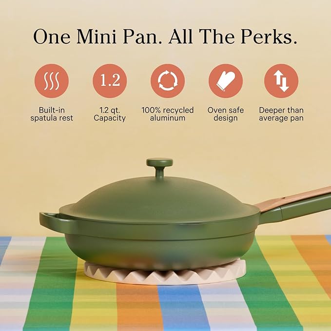 Our Place Mini Always Pan | 8.5" Ceramic Pan with Modular Lid & Beechwood Spatula | Patented 10-in-1 Nonstick, Non-Toxic Cookware Made Without PFAS | Induction & Oven-Safe up to 450°F | Sage