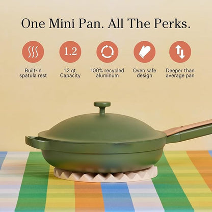 Our Place Mini Always Pan | 8.5" Ceramic Pan with Modular Lid & Beechwood Spatula | Patented 10-in-1 Nonstick, Non-Toxic Cookware Made Without PFAS | Induction & Oven-Safe up to 450°F | Sage