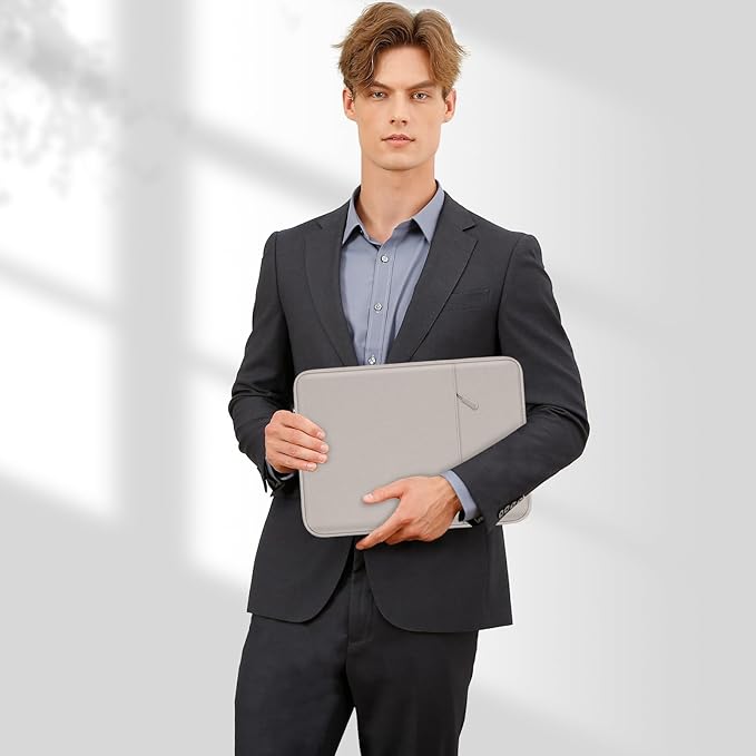 MOSISO Laptop Case 14 inch, 14 inch Laptop Sleeve Compatible with HP Lenovo Dell ASUS Acer, HP Stream, Dell Latitude, Lenovo IdeaPad, Polyester Vertical Computer Sleeve Bag with Pocket, Stone Gray