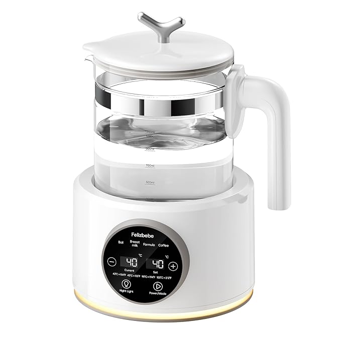 Baby Bottle Warmer, Baby Milk Warmer Glass Electric Kettle Boil, Formula Maker with Night Light, Accurate Temperature Control for Formula, Water Warmer instantly Low Noise Breastmilk,Boil Coffee,Tea