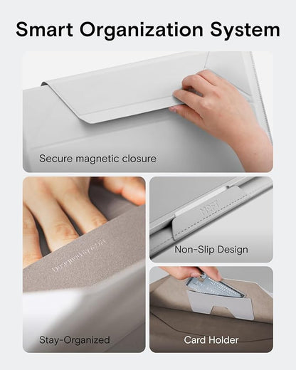MOFT Laptop Carry Sleeve, 2-in-1 Laptop Bag & Stand for 13" MacBook Air/Pro & Dell/HP/Lenovo/Asus, Stylish Slim Computer Sleeve Bag with Expandable Storage for Computer Accessories, Class Nude
