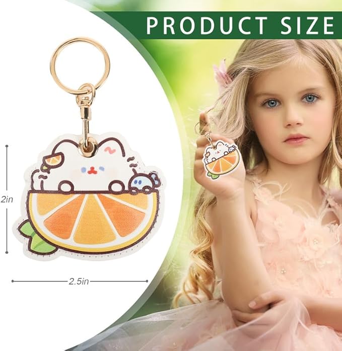 Leather Keychain Case Holder Compatible with Apple AirTag, GPS Airtag Keychain Finder Tracker with Key Ring, Anti-Scratch Protective Air Tag Cover