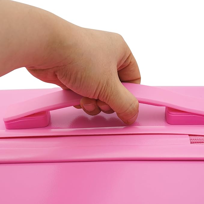 Kids Ride-On Suitcase, 18" Rolling Luggage With Lock, 33.6qt Internal Capacity, Carry on Hardside Trolly Case for Short Trips, Study Tours, Outings (Pink)