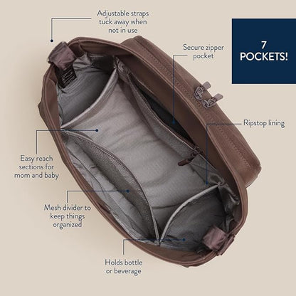 Itzy Ritzy Belong Cargo Caddy - Attaches to Stroller or Wagon; Also Includes Shoulder/Crossbody Strap (Mocha)