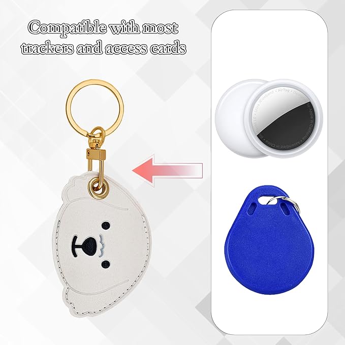 Leather Keychain Case Holder Compatible with Apple AirTag, GPS Airtag Keychain Finder Tracker with Key Ring, Anti-Scratch Protective Air Tag Cover