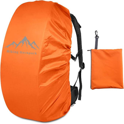 SING F LTD Safe Backpack Rain Cover 35L Reflective Cross Buckle Straps Waterproof Bag Cover with Storage Bag Outdoor Camping Travel Rainproof Orange