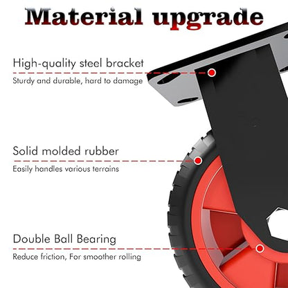 6 Inch Heavy Duty Industrial Casters,400 LBS Capacity per Caster,Set of 2 Fixed Solid Rubber Wheels for Utility Cart, Dolly, Workbench & Outdoor(no Brake)