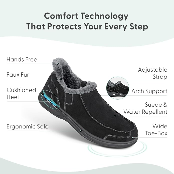 Orthofeet Men's Orthopedic Leather Vito Hands-Free Slipper