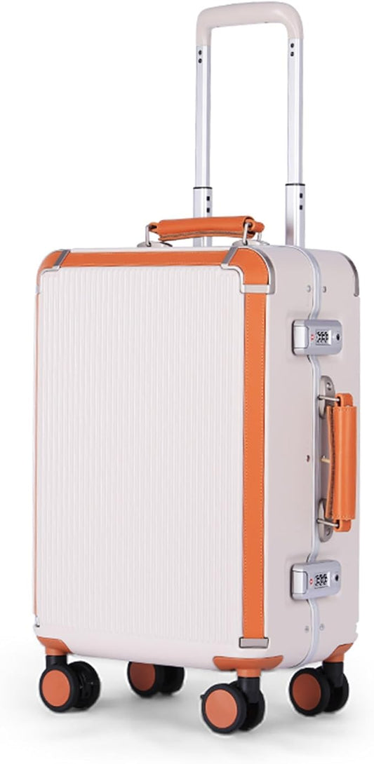 feilario 20in Hardshell Carry-On Luggage, Aluminum Frame Zipperless Suitcase with Brake Wheels, TSA-Accepted Lock & Side Hooks (Beige (zipperless closure), 20in)