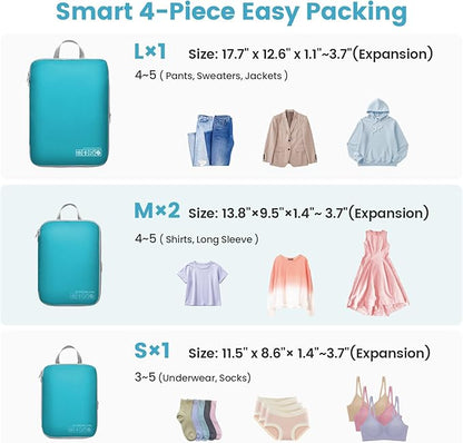 Cambond Compression Packing Cubes for Travel Women - Expandable Travel Bags Luggage Organizers Travel Essentials Compression Cubes for Travel Carry on Suitcases Organizer