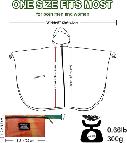 Hooded Rain Ponchos for Adult - Rain Coat and Rain Jacket with Waterproof Pocket and Zipper