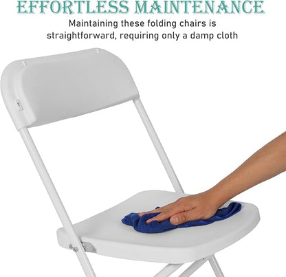 30 Pack White Plastic Folding Chairs, Portable Stackable Commercial Party Folding Chairs with Steel Frame 350lbs for Home Office Outdoor Indoor Office Wedding Party Events