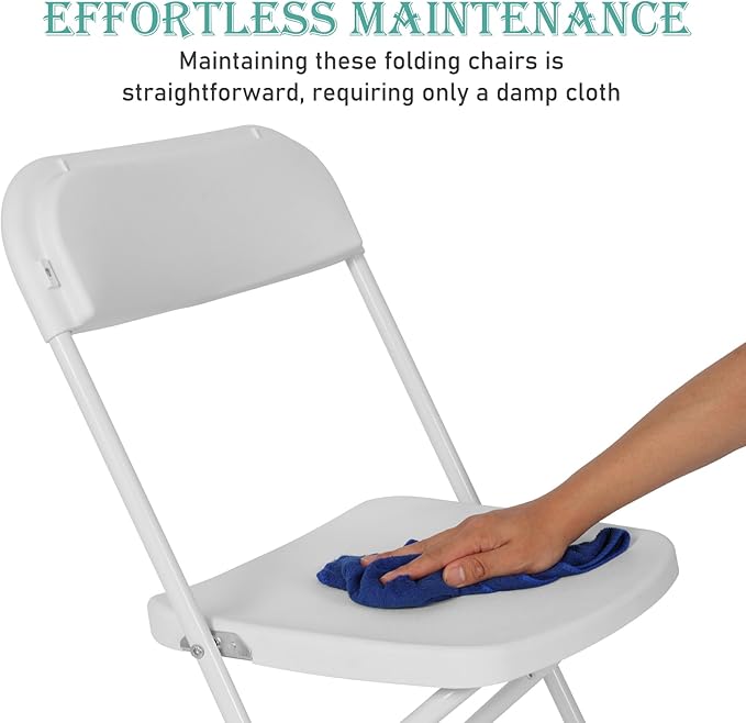 40 Pack White Plastic Folding Chairs, Portable Stackable Commercial Party Folding Chairs with Steel Frame 350lbs for Home Office Outdoor Indoor Office Wedding Party Events