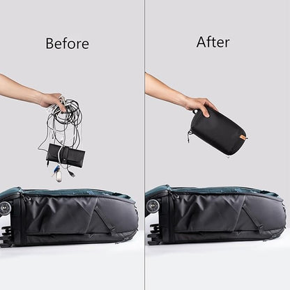 PGYTECH Mini Travel Tech Organizer, Waterproof Tech Pouch, Electronics Accessories Organizer Carrying Case, Cable Organizer Bag for Cables, Cord, Phone Batteries, Charger,Photography SD Card, Black