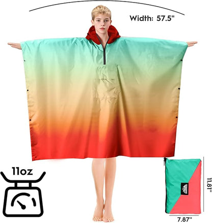 Bruvoalon 3-in-1 Rain Poncho with 1/4 Zip & Chest Pocket, Waterproof, Sunshade, Ground Mat for Adults & Youth Emergency