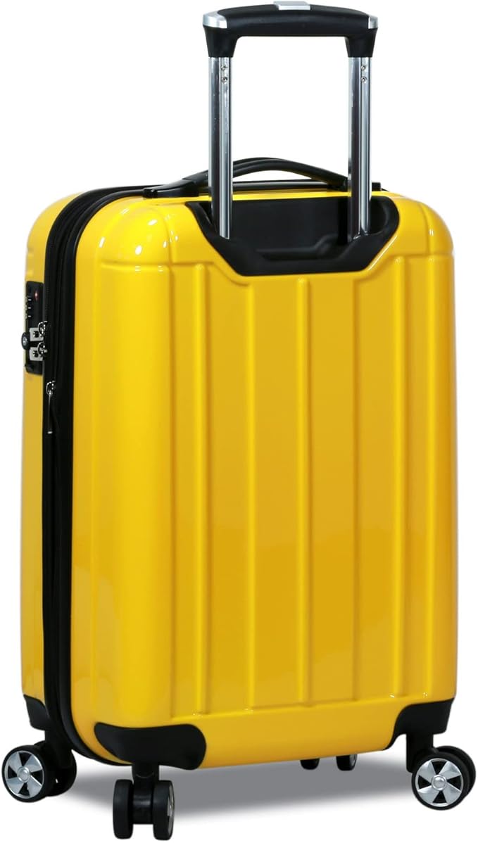 World Traveler Contour 24-Inch Polycarbonate Hardside Expandable Spinner Checked Luggage with TSA Lock - Yellow