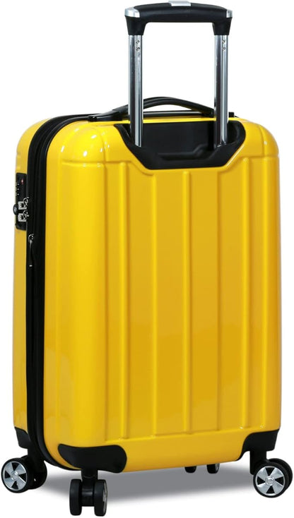 World Traveler Contour 24-Inch Polycarbonate Hardside Expandable Spinner Checked Luggage with TSA Lock - Yellow