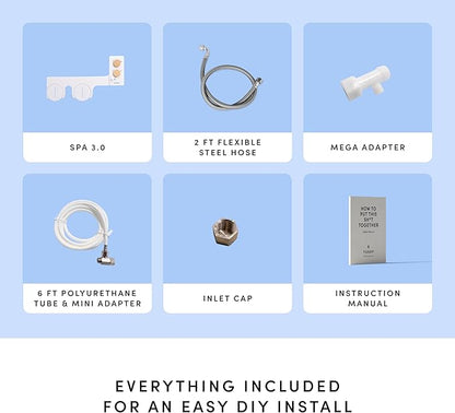 TUSHY Spa Warm Water Bidet Attachment for Toilet. Universal Fit, Easy Install (Requires Sink Access for Optional Temperature Control) Self Cleaning, Adjustable Pressure, Angle Control, Platinum Knob
