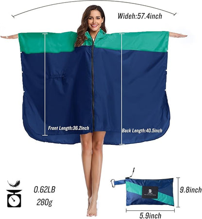 SaphiRose Unisex Rain Poncho Waterproof Raincoat Hooded for Adults Women with Pockets