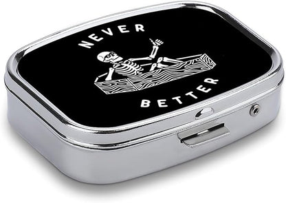 Metal 2 Compartment Pill Organizer Travel Friendly Portable Compact Pill Box Cute Pill Case,for Pocket Wallets Daily Portable Medicine Vitamin Tablet Storage (Better)