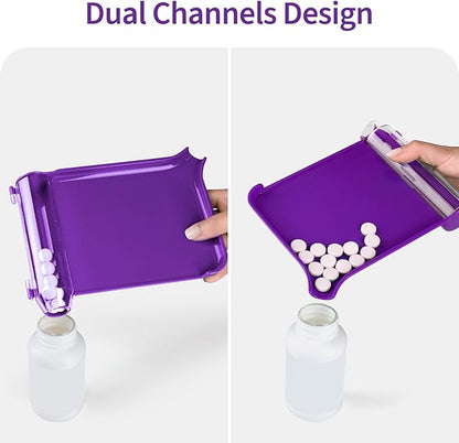 Opret Right Hand Pill Counting Tray with 2 Spatulas, Pill Counter with A Straight Spatula & A L-Spatula for Pharmacy to Count Meds Pills Tablets, Purple