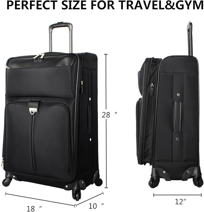 Nicole Miller Carry on Luggage Collection - Large 28 Inch Expandable Softside Suitcase - Lightweight Checked Bag With 4-Rolling Spinner Wheels