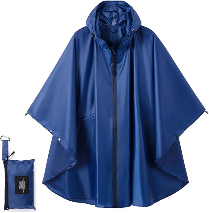 Fashion Hooded Rain Poncho Waterproof Raincoat Jacket with pocket for Women/Men/Adult