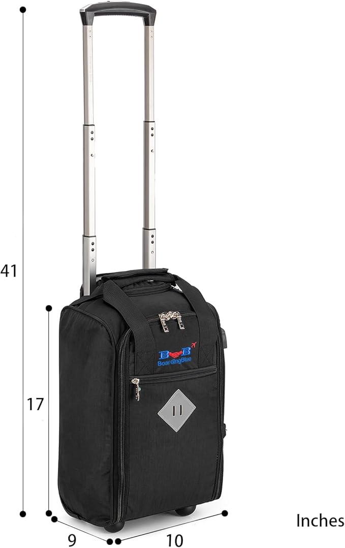 17x10x9 Inches United Airlines Rolling Personal Item Under Seat Travel Bag Suitable For Major Airlines, Not Suitcase, Rolling Travel Bag Design (Black)
