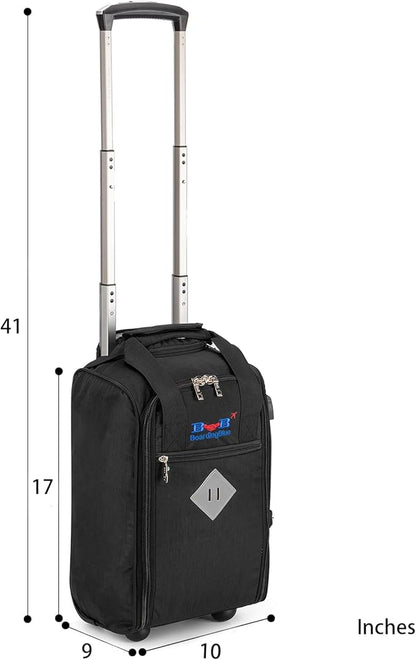 17x10x9 Inches United Airlines Rolling Personal Item Under Seat Travel Bag Suitable For Major Airlines, Not Suitcase, Rolling Travel Bag Design (Black)