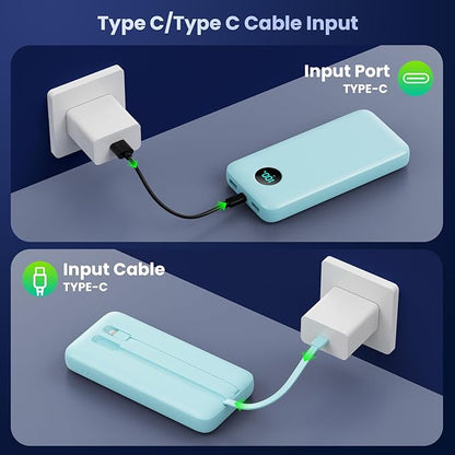 Portable Charger PowerBank 40,800mAh with Built-in Cables,25W PD Fast Charging +QC 4.0 Quick Phone Charging Power Bank, Travel Essential Charger Battery Pack for iPhone 17/16/15 Android Galaxy etc