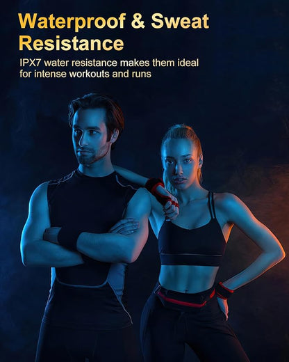 Wireless Earbuds, Bluetooth 5.4 Headphones Sport, Over Ear Buds with ENC Noise Cancelling Mic, 48H, Wireless Earphone with Earhooks, Stereo Deep Bass, IP7 Waterproof Ear Bud for Workout Running, Blue