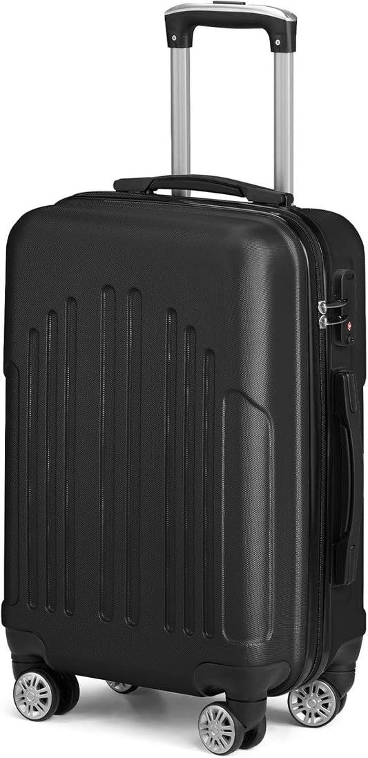 Karl home Carry On Luggage 22x14x9 Airline Approved, ABS Hardshell Suitcase with TSA Lock & Spinner Wheels, Durable Small Suitcase Rolling Luggage for Business Travel, Black