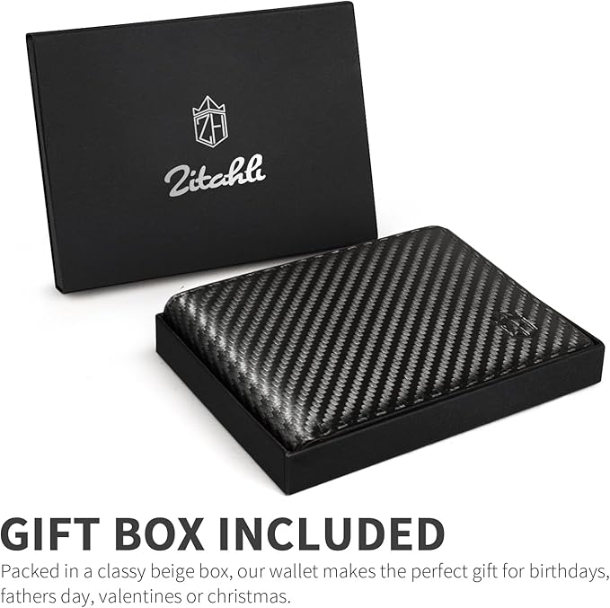Zitahli Wallet for Men 12 Card Holder Slim Rfid Leather 2 ID Window Wallets With Gift Box Men's Accessories