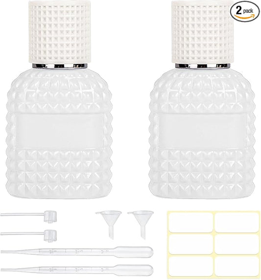 2 Pack 30ml Perfume Spray Bottles Empty, Refillable Glass Fine Mist Atomizer, Portable Travel Perfume Atomizers Fragrance Containers Sprayer for Cleaning, Essential Oils, Liquids (White)
