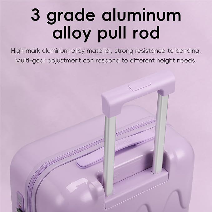 ROAMING 24 Inch Purple PC Hard Sided Checked Luggage with TSA Lock Cup Holder USB Charging Port and Spinner Wheels Lightweight Durable Ice Cream Travel Suitcase for Women Melt into Journeys